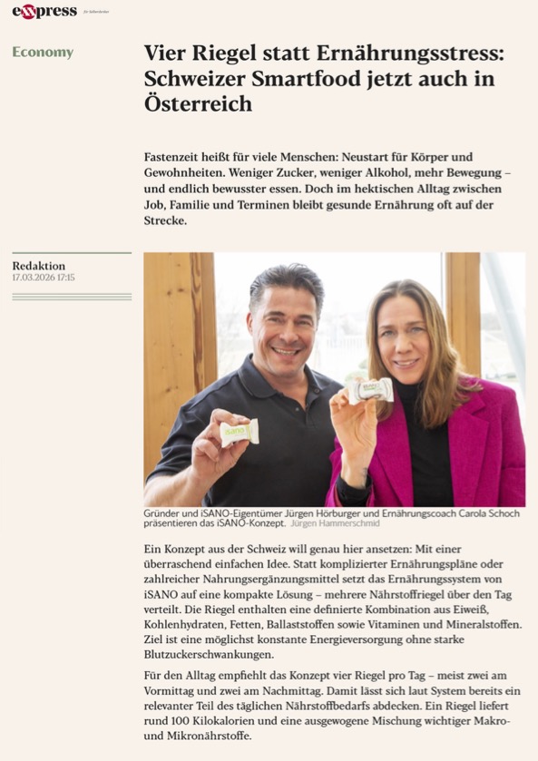 Presse März 2026: Exxpress - 4 Riegel anstatt Ernährungsstress 